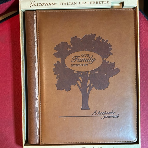 Our Family History, Brown Italian Leather Family Keepsake Journal, original box - Picture 1 of 16